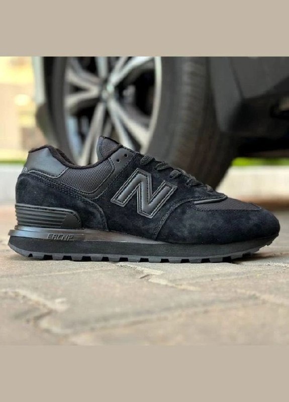 Стильні чорні термо жіночі зимові кросівки New Balance 574