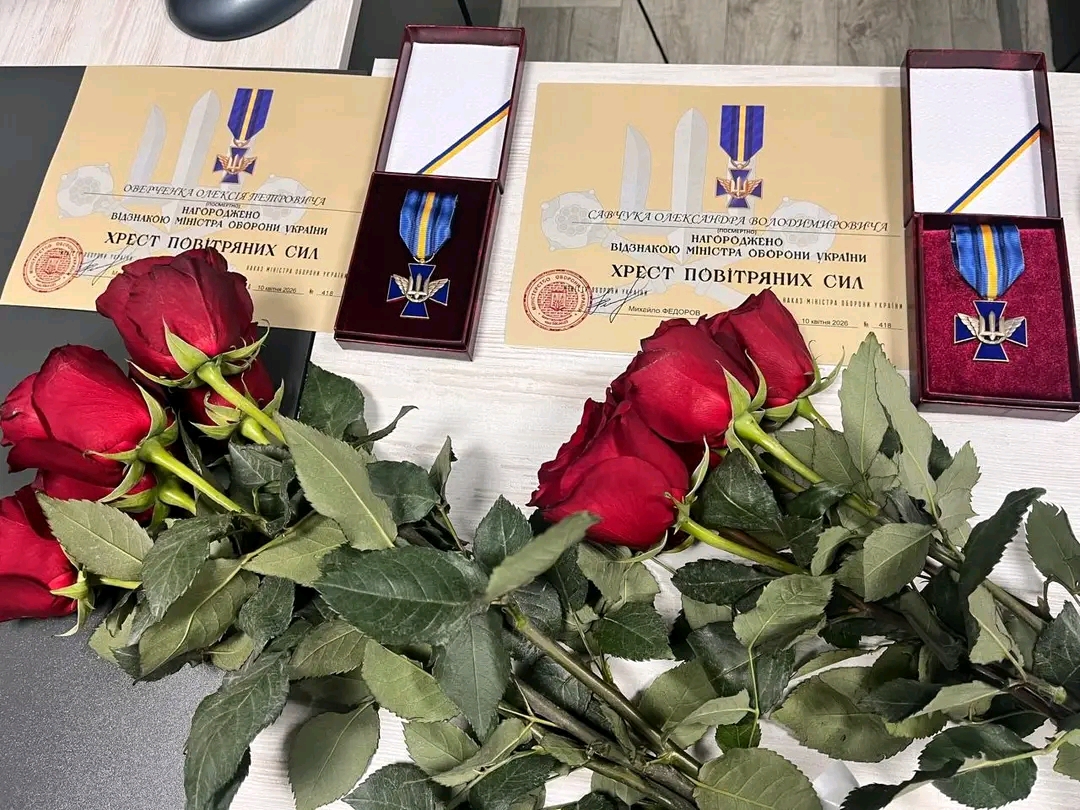 Two award certificates with blue-and-gold medals in open red boxes, flanked by red roses on a light desk surface.